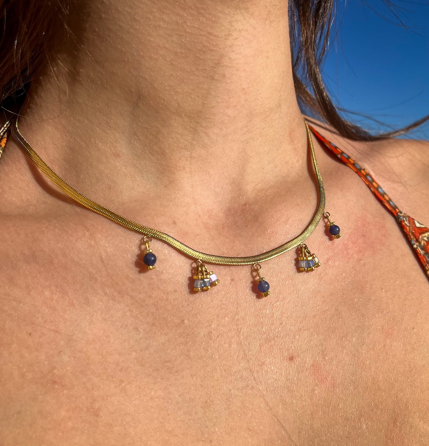 Collier Serpentine Bleu