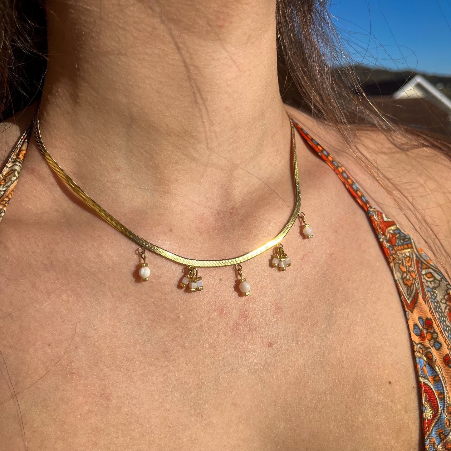 Collier Serpentine Blanc